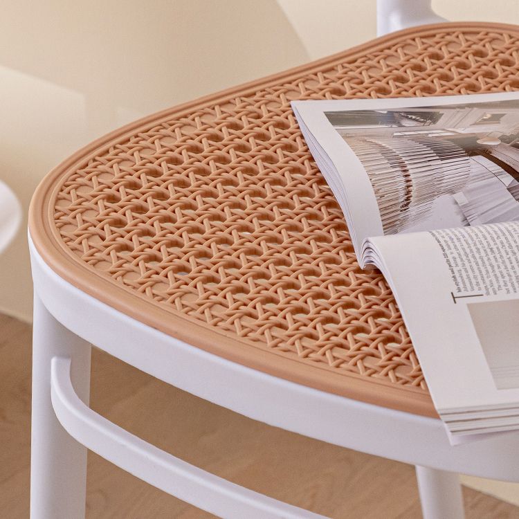 Silla sin brazos de comedor de plástico moderno, silla lateral de comedor con respaldo abierto para uso en restaurantes