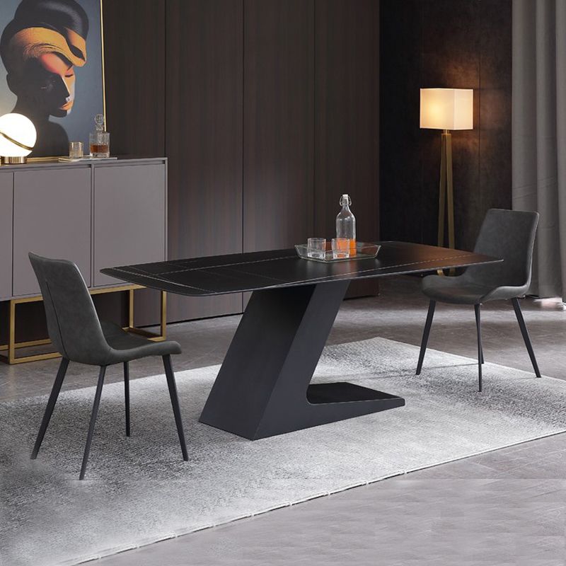 Modern 1/2/3/4/5 Pieces Black Dinette Set Sintered Stone Dining Table with Chairs