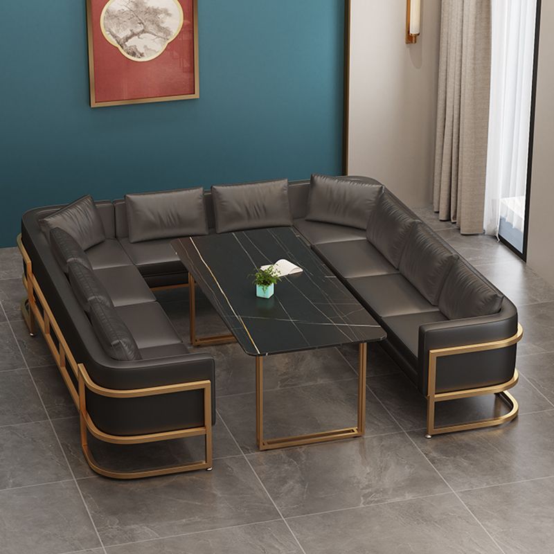 Industrial Sintered Stone Dinner Room Kitchen Table Black Table with Gold Frame for Dining Room