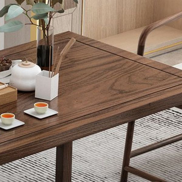 Mesa de comedor de madera de elm industrial mesa rectángulo en marrón con base de caballete