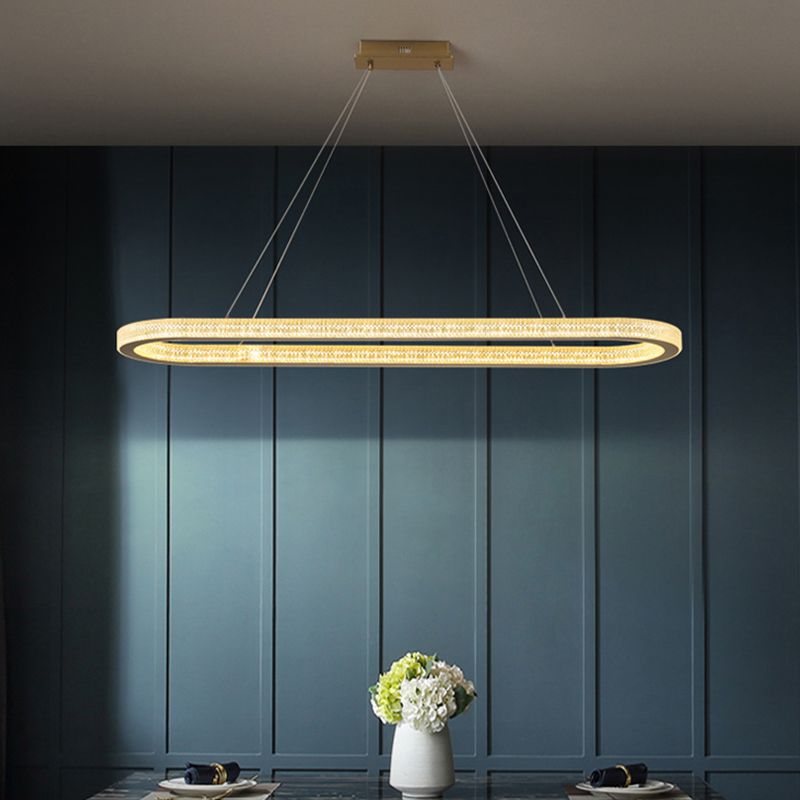 Modern Style Oval Pendant Light Metal 1 Light Pendant Light Fixture