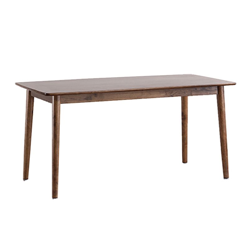 Rectangle Rubber Wood Table Modern Dining Table in Walnut with 4 Legs for Restaurant