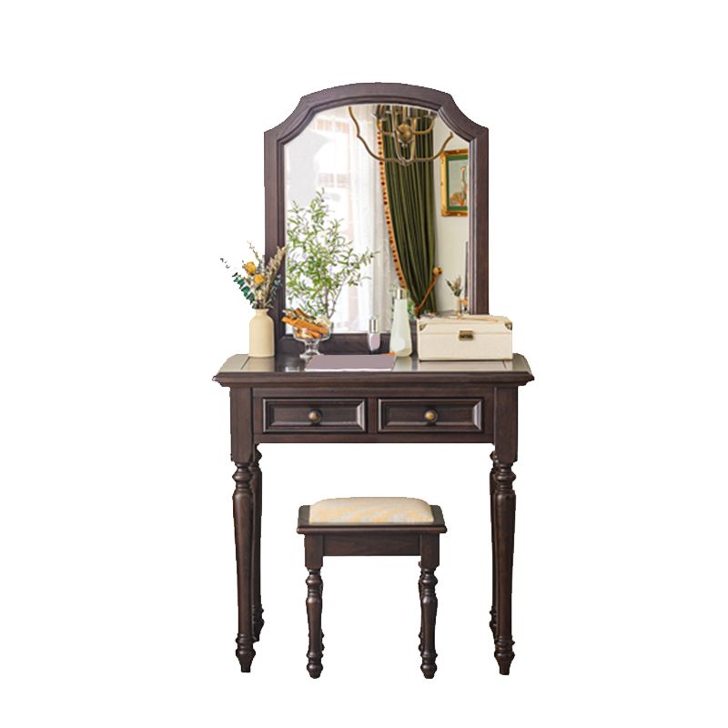 Ash Brown Vanity Set with Mirror 17.71" Wide Wood Vanity Tables with 2 Drawers