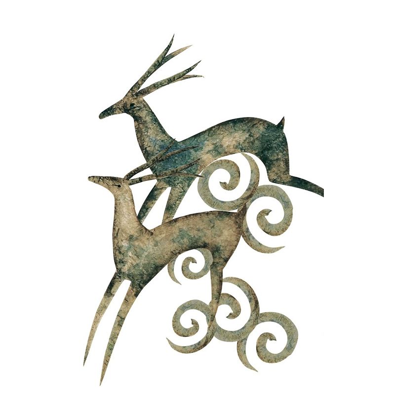 Brown Couple Deer Wall Murals Moisture Resistant Wall Covering for Living Room Decor