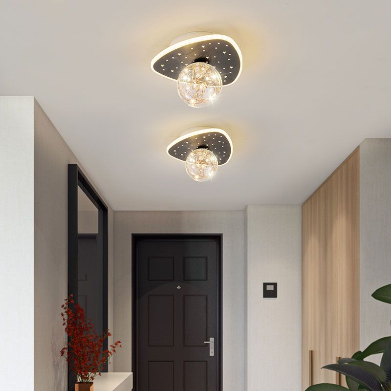 Nordic Style Geometric Ceiling Light Glass Gypsophila Flush Mount Light for Bedroom