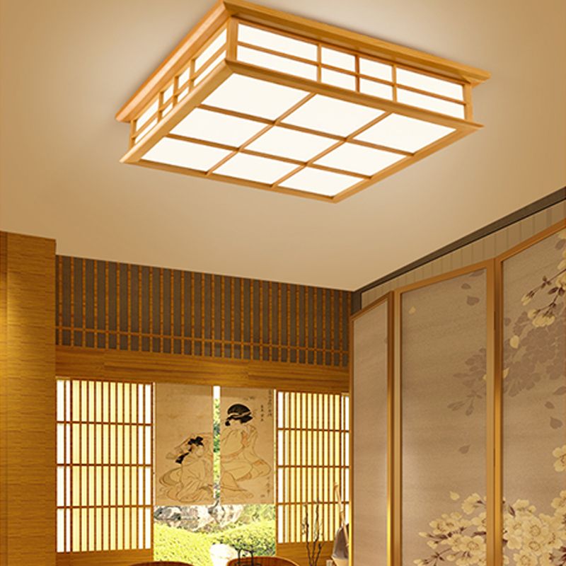 Luminaires encastrés carrés, lampe encastrée moderne beige avec abat-jour en acrylique