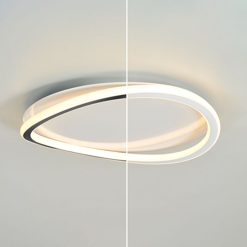Minimalism LED Flush Mount White Metal Ceiling Light Fixture for Bedroom