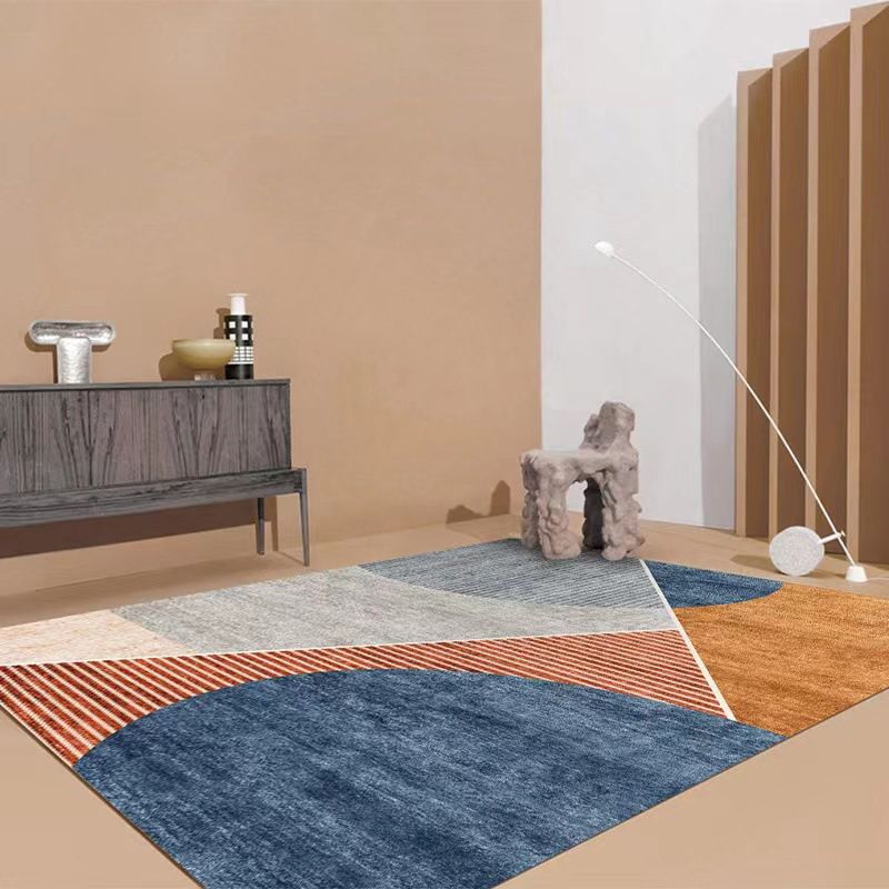 Orange Contemporary Carpet Polyester Striped Carpet Washable Carpet for Living Room