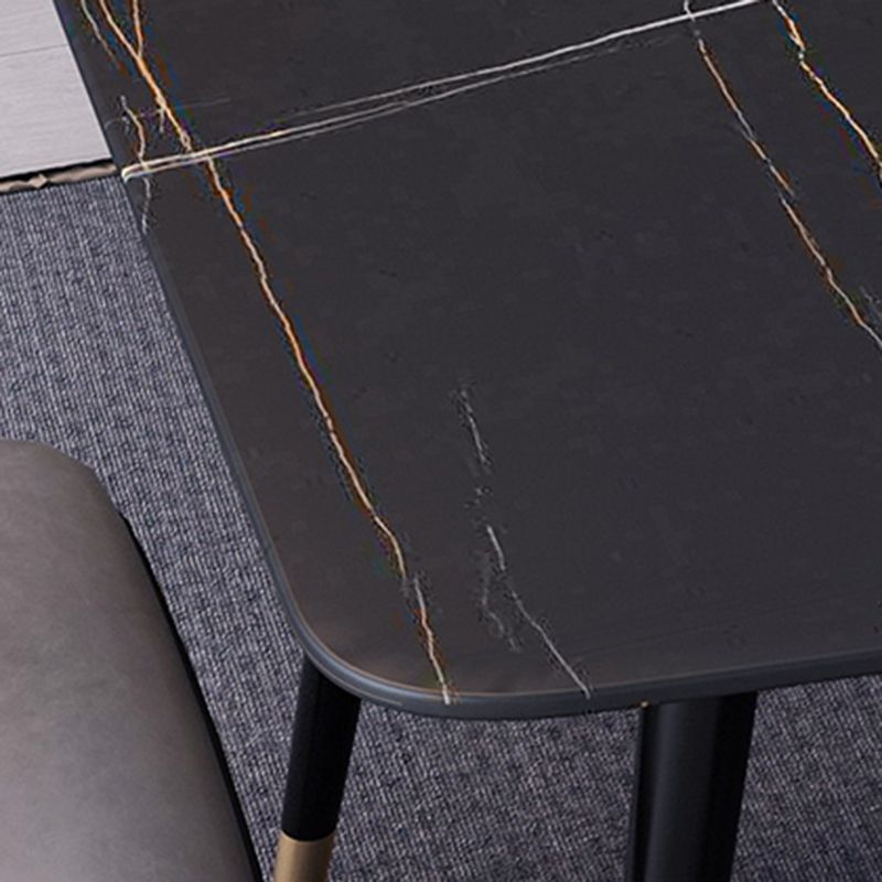 Industrial Sintered Stone Dining Table Rectangle Table with 4 Legs