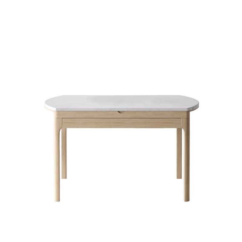 Modern Dining Round Table Stone Table with Wooden Legs for Home