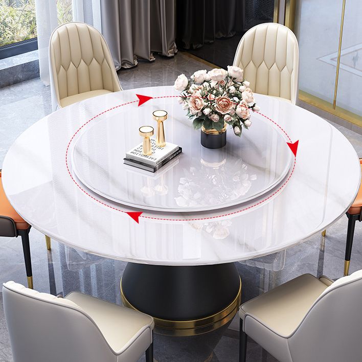 Modern Turntable Dinner Table Stainless Steel Base Stone Dining Table for Home