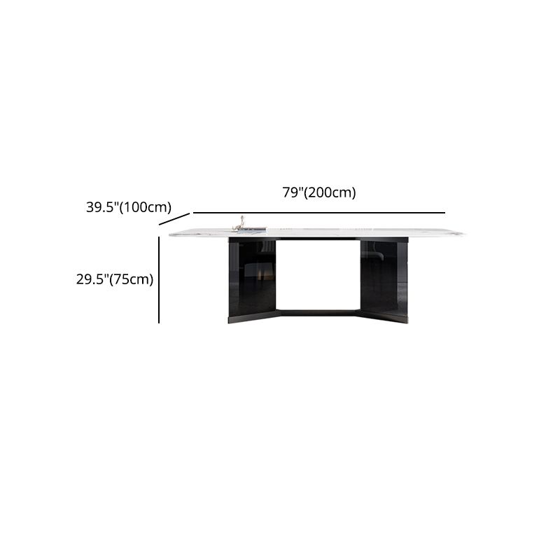 Glass Trestle Base Dining Table Modern Rectangle White Top Dining Room Table
