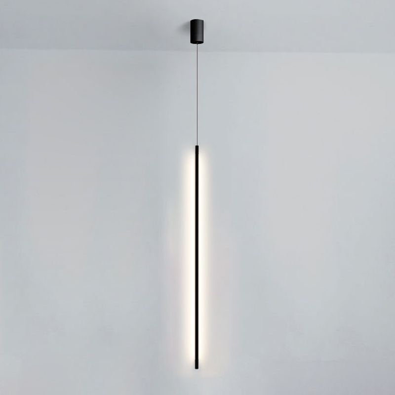 Black Aluminum New Modern Hanging Ceiling Light Linear 1-Light Pendant Light for Bedroom