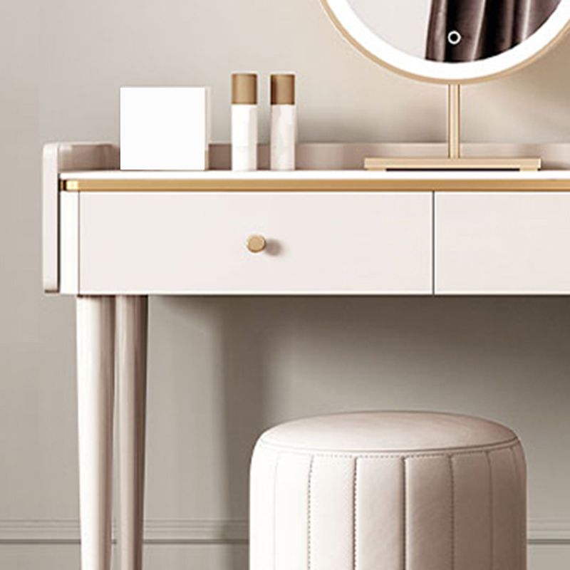 Glam Makeup Vanity Desk Slate Top Dressing Table With 3 Storage Drawers