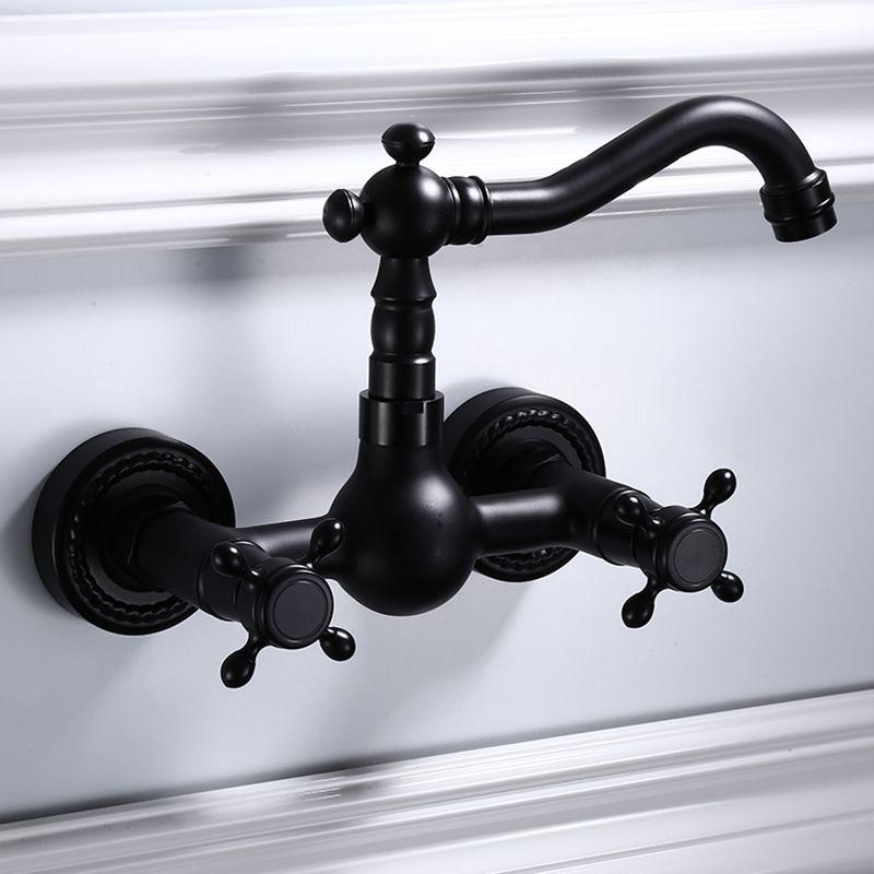Traditional Wall Mounted Metal Tub Filler Low Arc Waterfall Bathroom Faucet