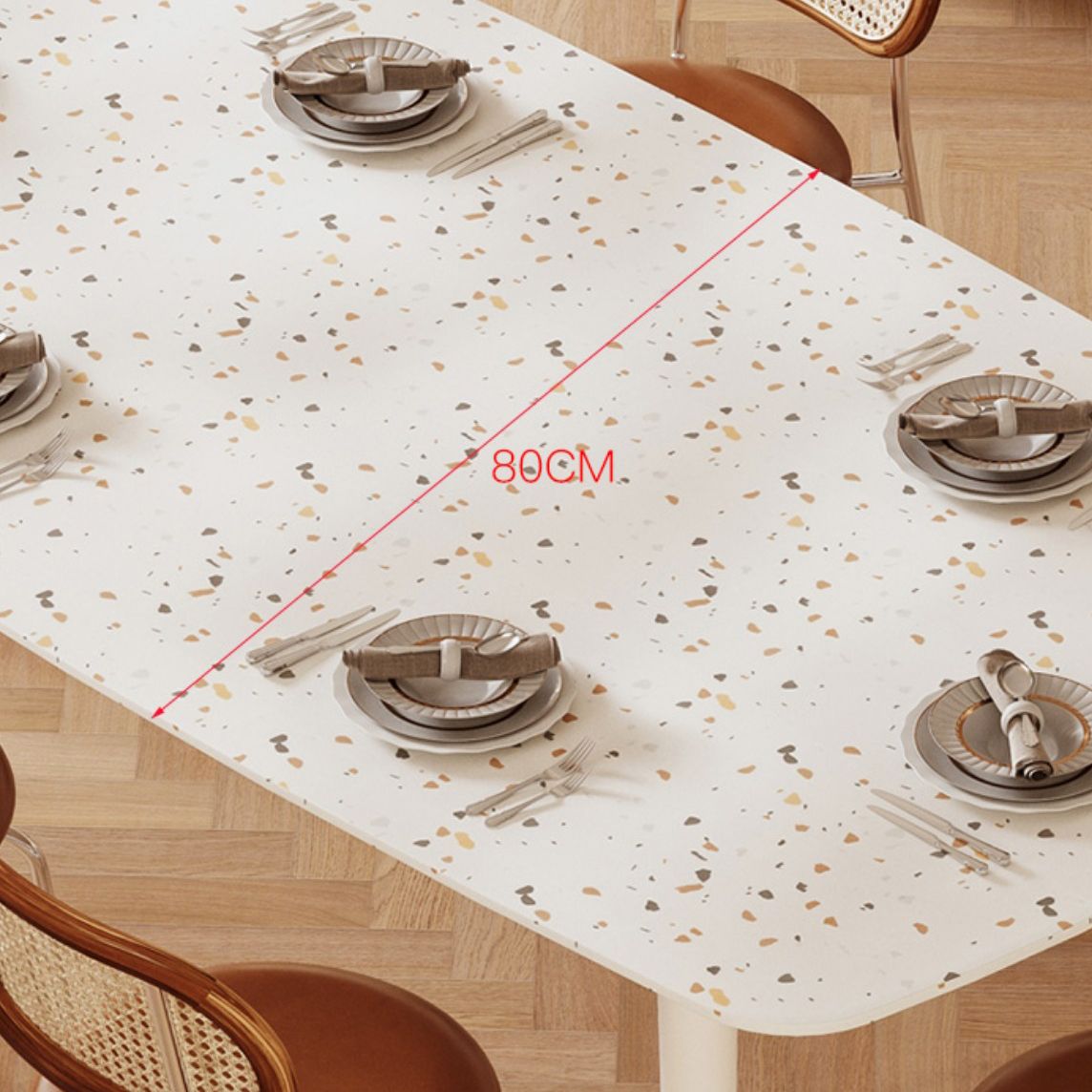 Modern Stone White Dining Table Ash Wood Base for Dining Room