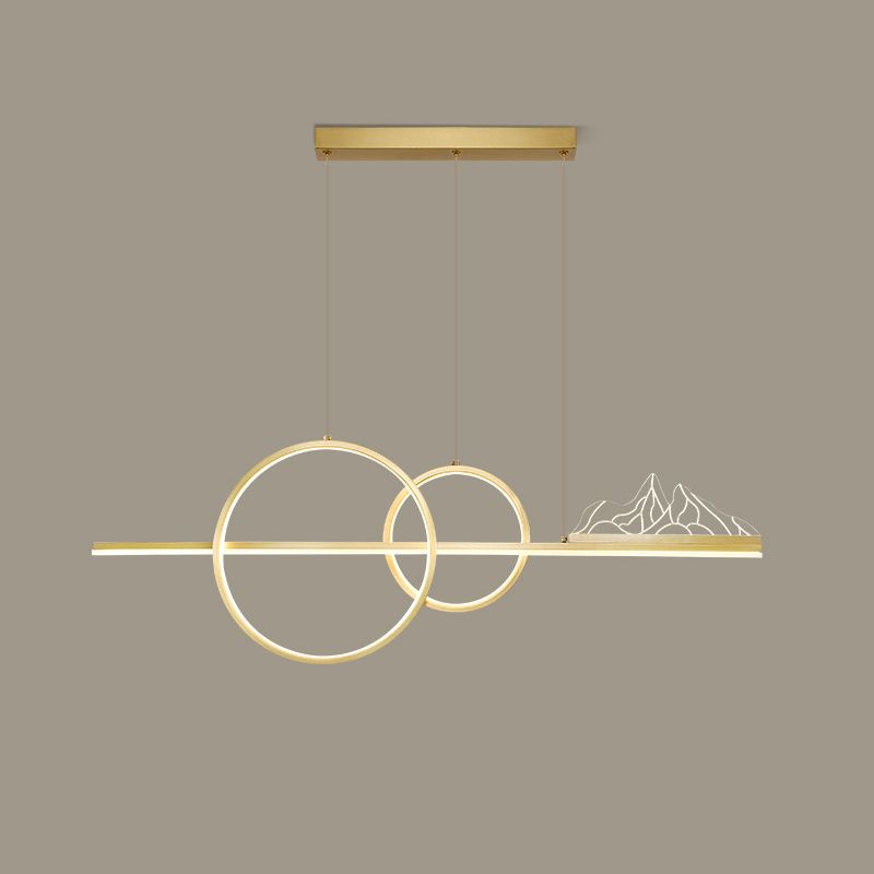 Multiple-Light Geometric Island Pendant Modern Metal Island Lighting for Dining Room