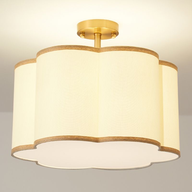 American Style Ceiling Light Geometry Shape Ceiling Lamp with Fabric Shade for Living Room