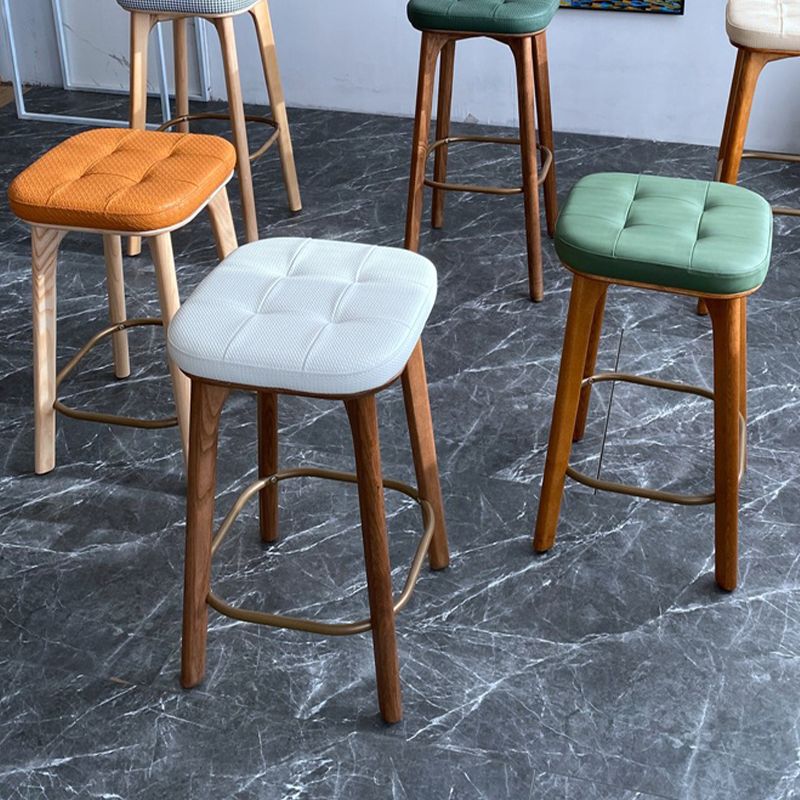 Modern Style Bar-stool PU Leather Counter Bar Stool with Wooden Legs