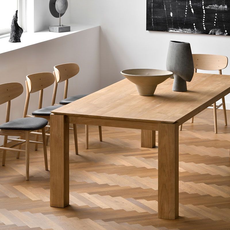 Modern Pine Wood Table for Restaurant Rectangle Dining Table with 4 Legs in Brown