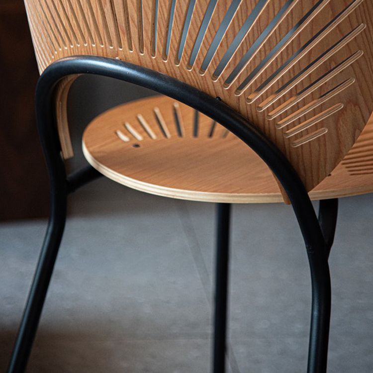 Metal Base Dining Chairs Industrial Style Open Back Armless Chair