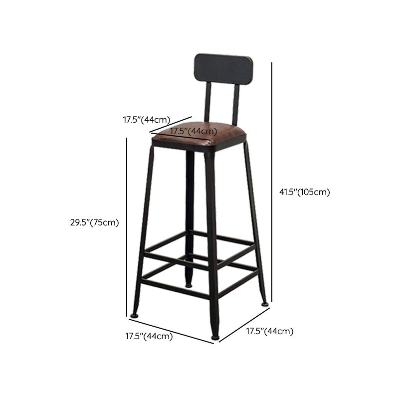 Contemporary Style Brown Barstool Low Back Bar Stool with Metal Legs
