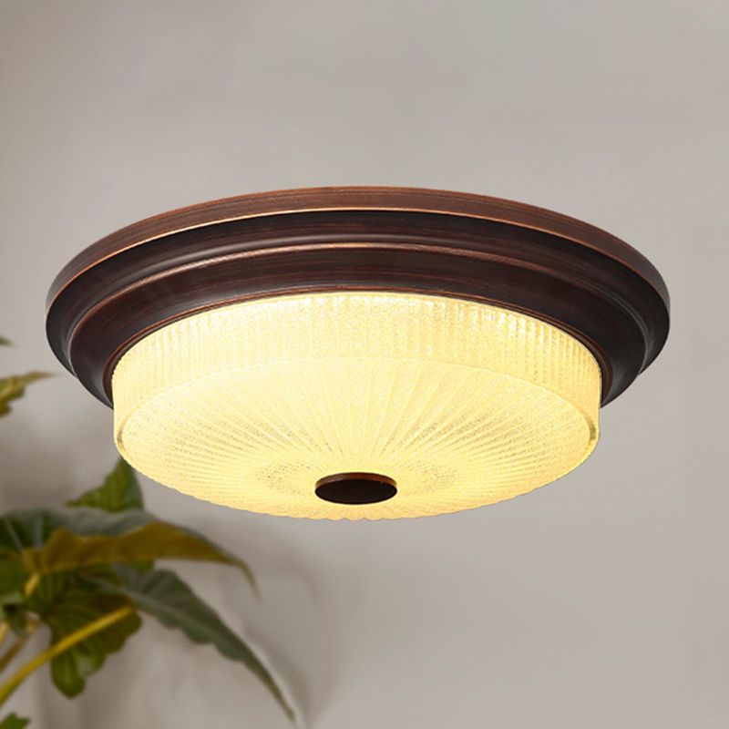 American Style Ceiling Light Circle Shape Ceiling Lamp with Glass Shade for Living Room