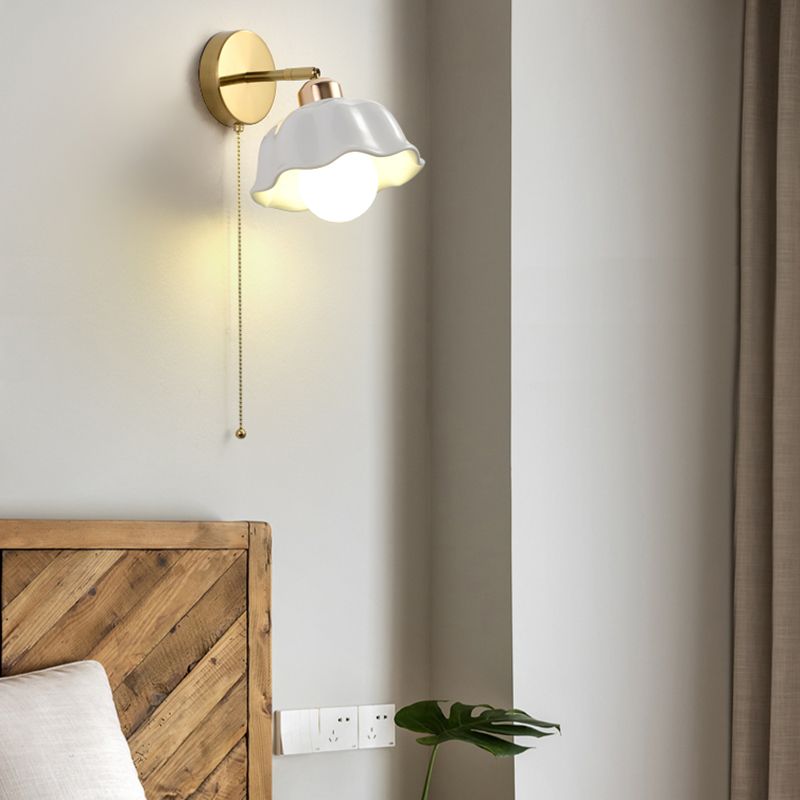 Dome Wall Lighting Simplicity 1 Light Rustic Wall Sconces in White