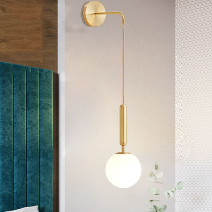 Simplicity Wall Hanging Lamp 1 Head Glass Spherical Bedside Wall Reading Light