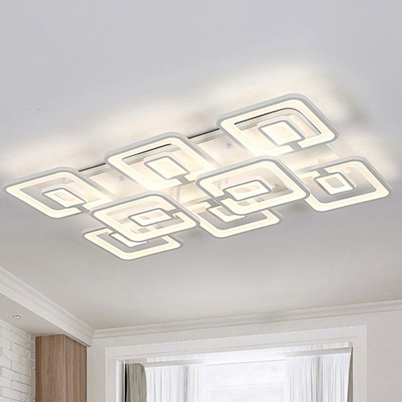 Moderne 5/8-kops LED-inbouwlamp Witte meerlaagse plafondlamp met acrylkap in warm/wit/natuurlijk licht
