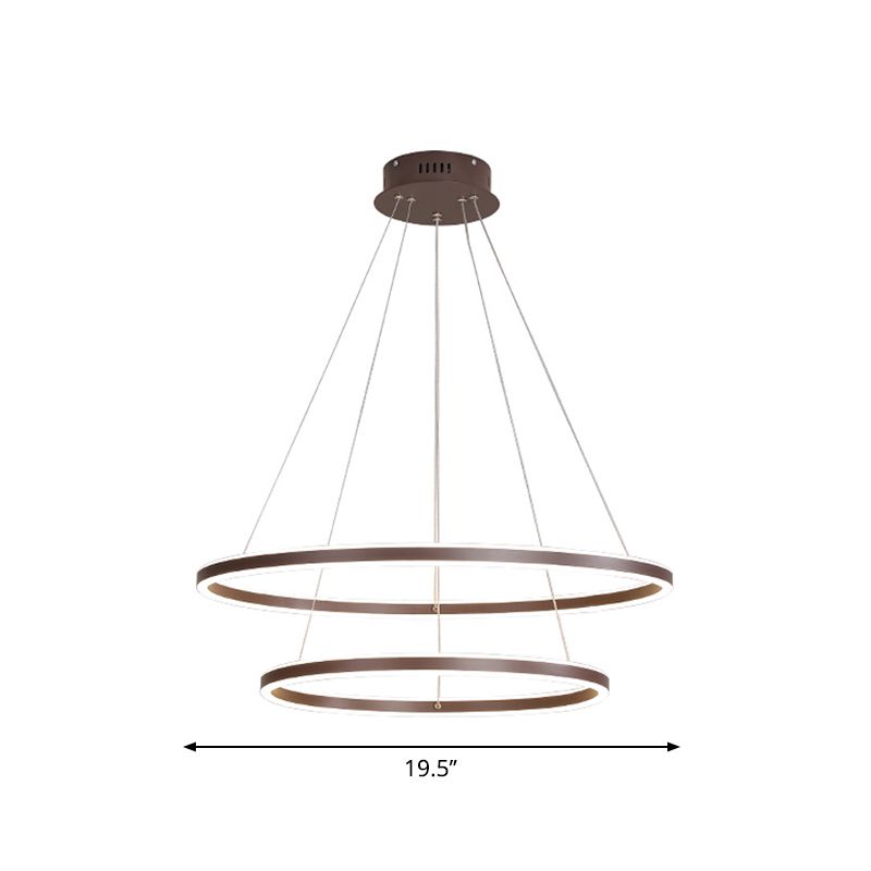 Brown 2/3/4 TIERS CANDELIER Minimalismo LED acrílico Luz colgante de luz para comedor