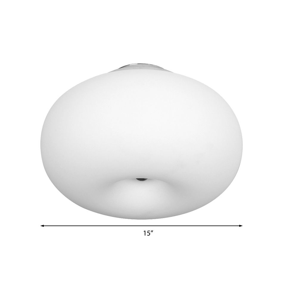 11"/15"/18" Wide Oblong Ceiling Flush Mount Light Modernist 1 Head White Flush Mount Lamp with Glass Lampshade for Balcony