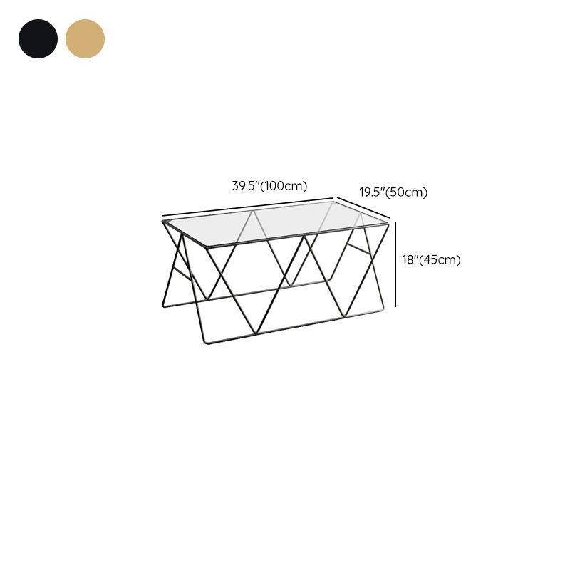 Frame Glass Top Coffee Table Modern Simple Clear Rectangular Cocktail Table