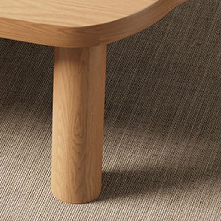 Scandinavian Pine Wood Coffee Table with Free Form Top Cocktail Table