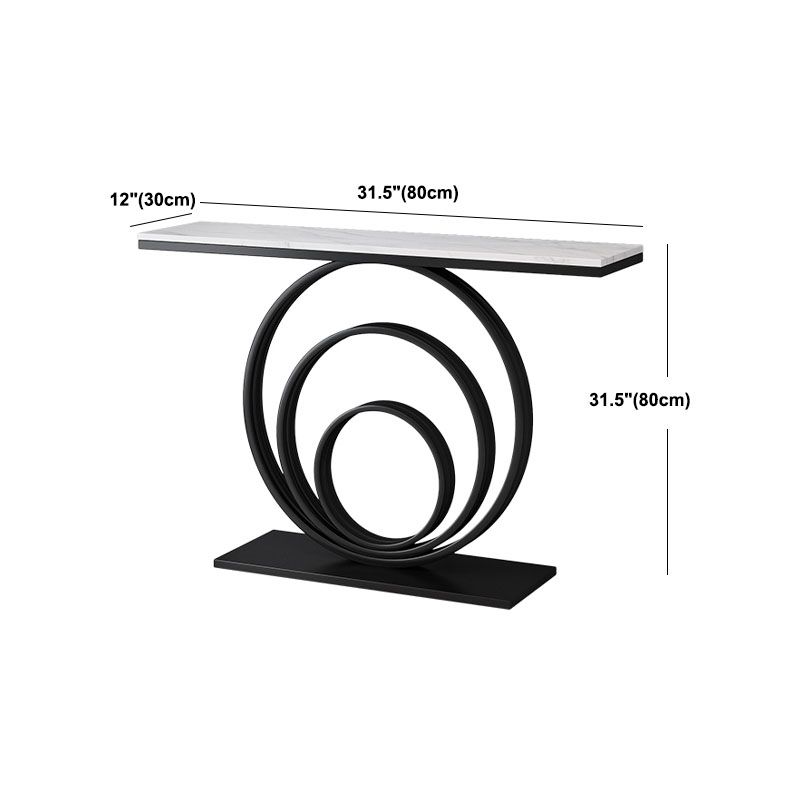 Modern Iron Console Sofa Table Rectangle Stone Console Accent Table for Hall