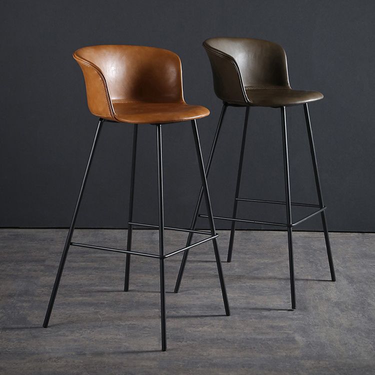 Modern Indoor Backrest Bar Stool Faux Leather Upholstered Bar Stool