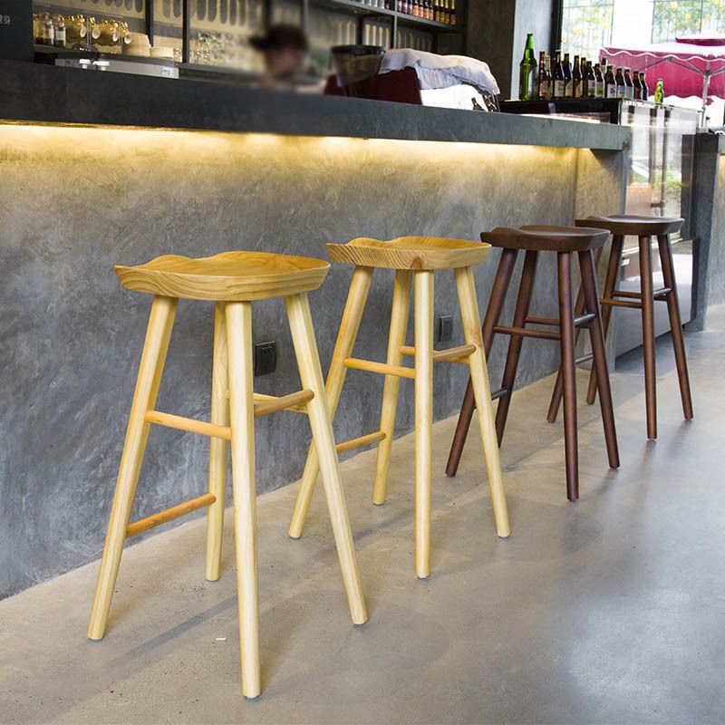 Contemporary Rectangle Bar and Counter Stool Wood Stool with 4 Legs