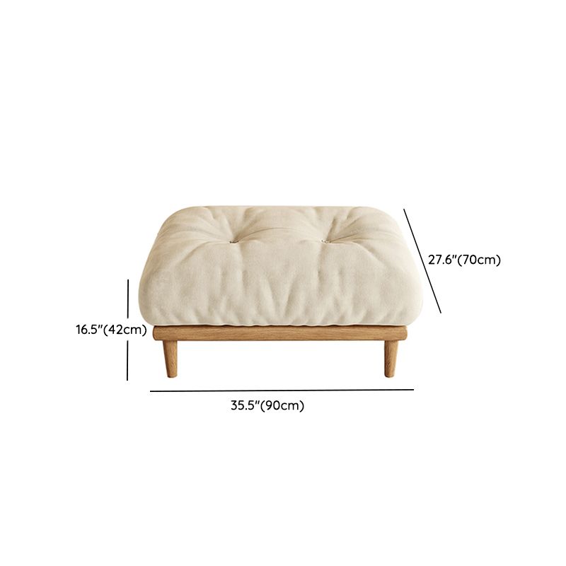 Cream Tufted Armless Sofa Wooden Frame Settee in Ash with Footrest