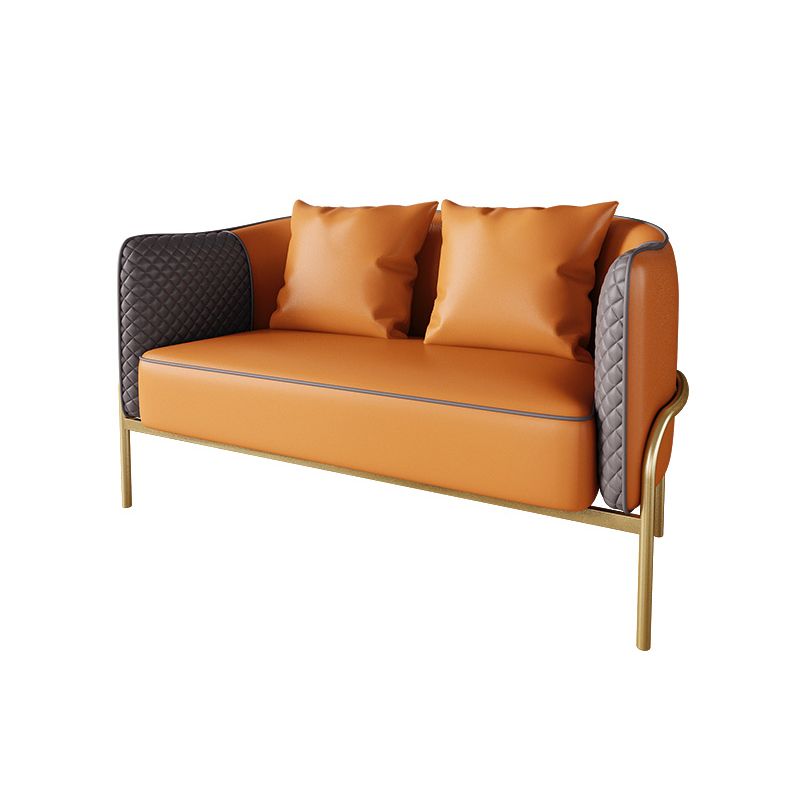 Modern Faux Leather Sofa with Pillow Back for Living Room Sofa