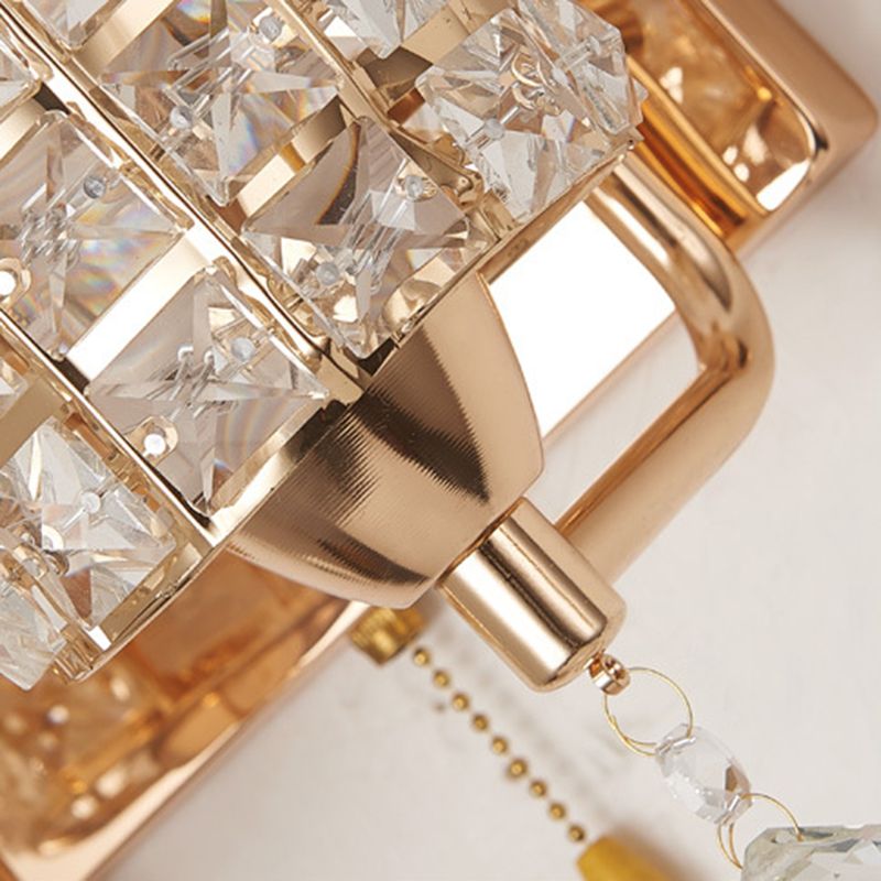 Lámpara de pared de pared interior de lujo moderna luz de pared de cilindroideo con sombra de cristal