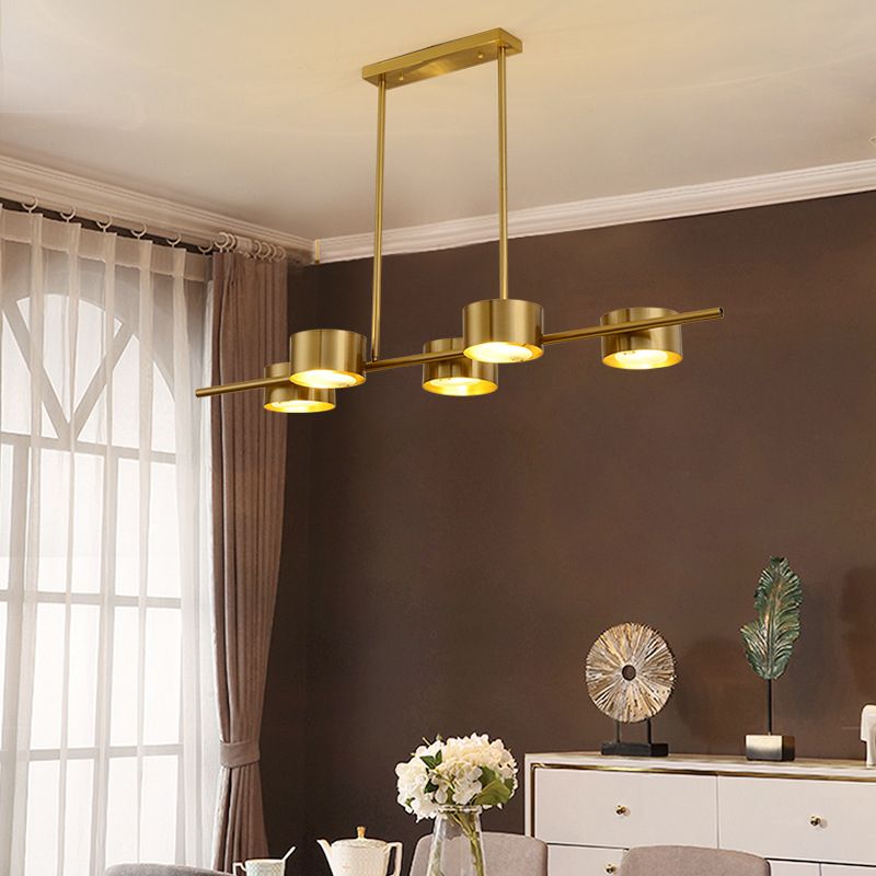 Metal Drum Shade Island Lighting Nordic 5-Head Suspension Light for Dining Room
