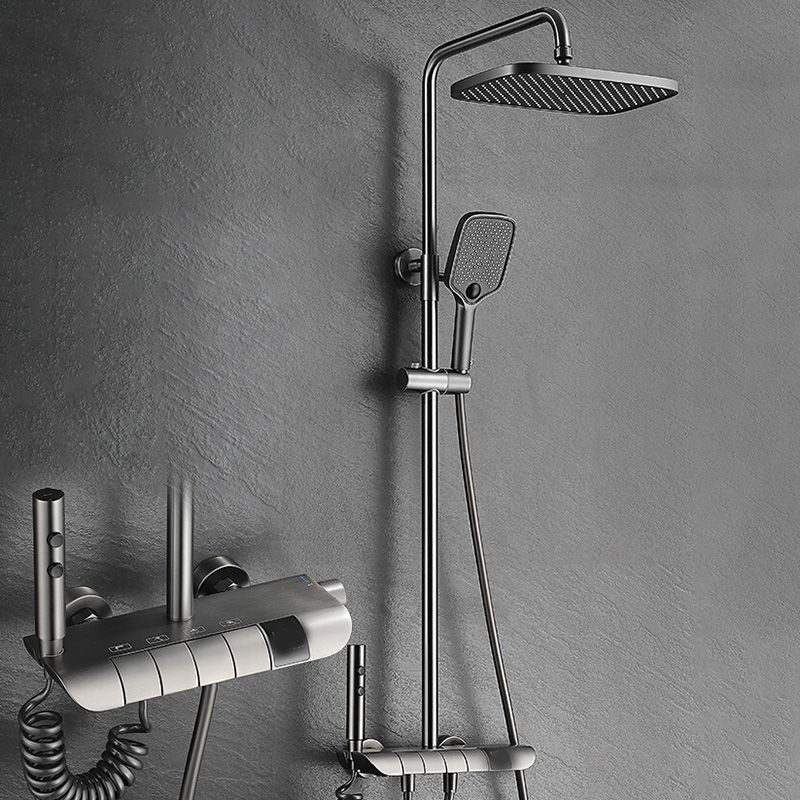 Modern Plain Shower System Slide Bar Included Shower Head Combo