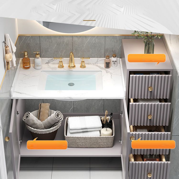 Modern Sink Vanity Wall Mount Solid Color Bathroom Vanity with Drawers