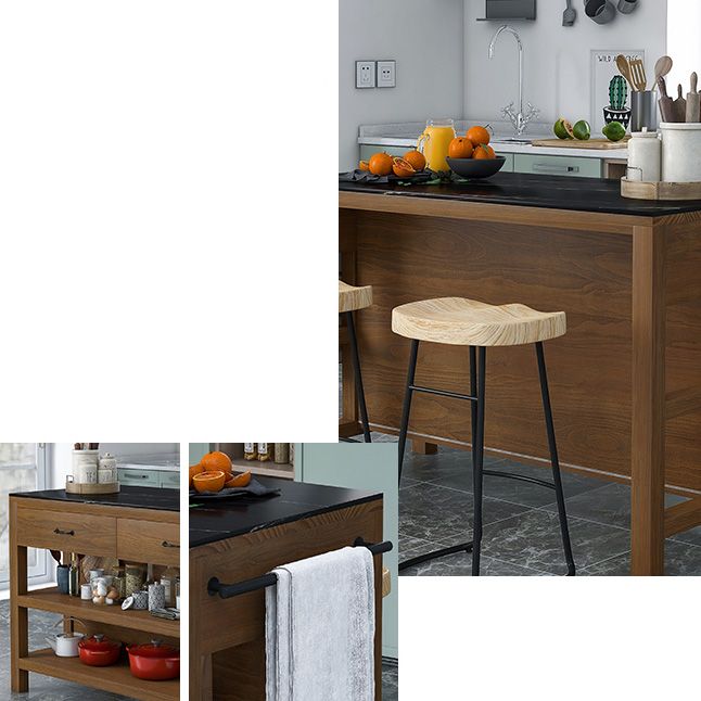 Dining Room Kitchen Island Table Modern Marble Prep Table with Open Storage