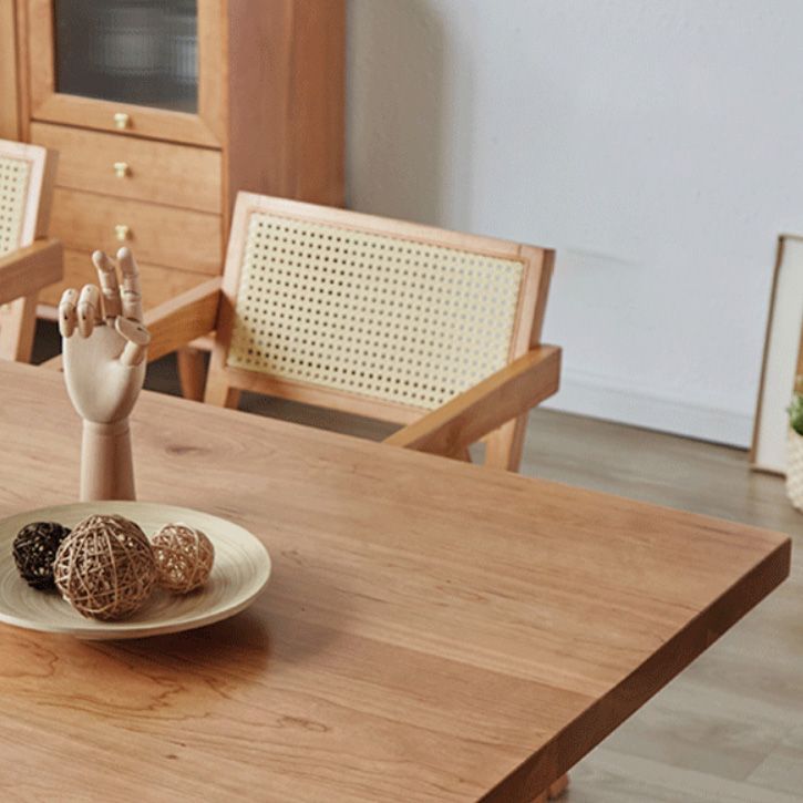 Modern Dining Table Pine Wood Rectangle Table with Trestle Base for Dining Room