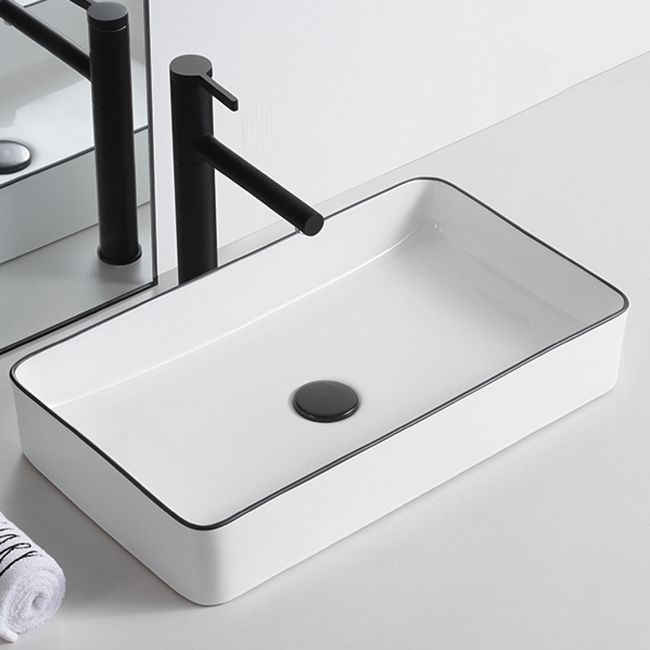 Modern Trough Bathroom Sink White and Black Trough Bathroom Sink