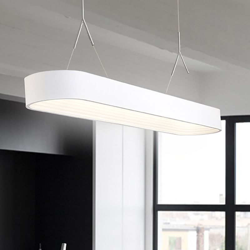 Luz de colgante elíptico nórdico Metal Metal White/Gris Luz de techo colgante para comedor, 33.5 "/47" de ancho