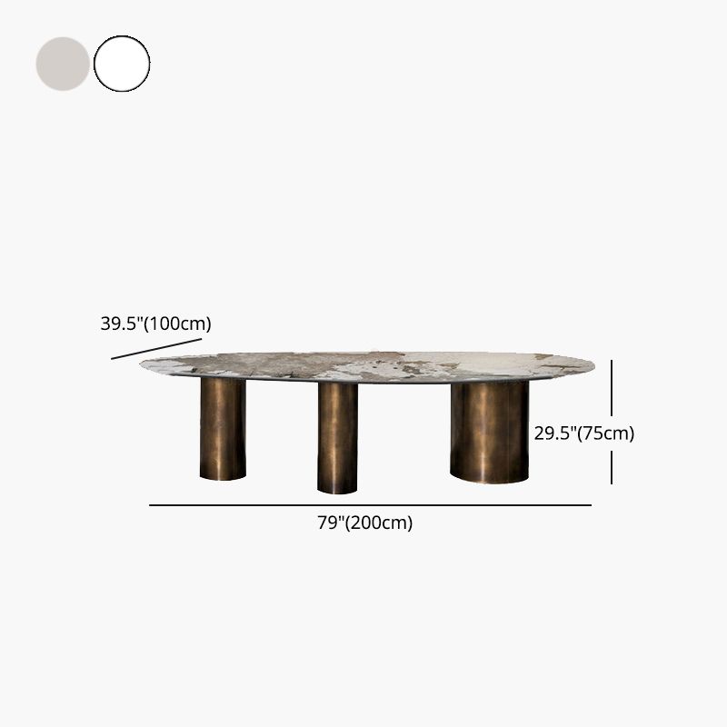 Oval Traditional Luxury Stone Table Standard Height Dining Table