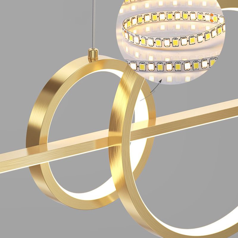 Modern Luxury LED Linear Island Pendant Light Wrought Iron Indoor Hanging Lamp with Silicone Shade