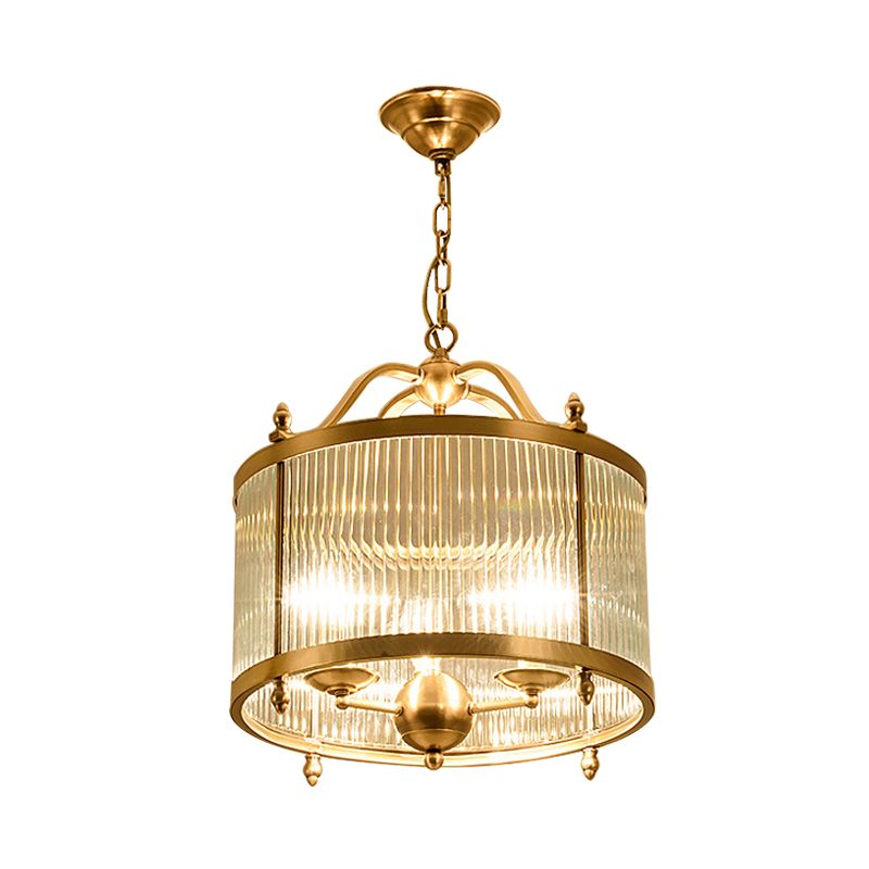Luce del lampadario a tamburo Contemporary Abbated Glass Ottone 3/5 Bulbi sospeso Light Affermazione, 16 "/19.5" /23,5 "